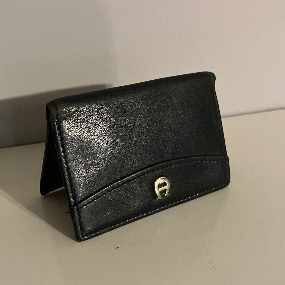 Etienne Aigner Black Leather Wallet with Logo